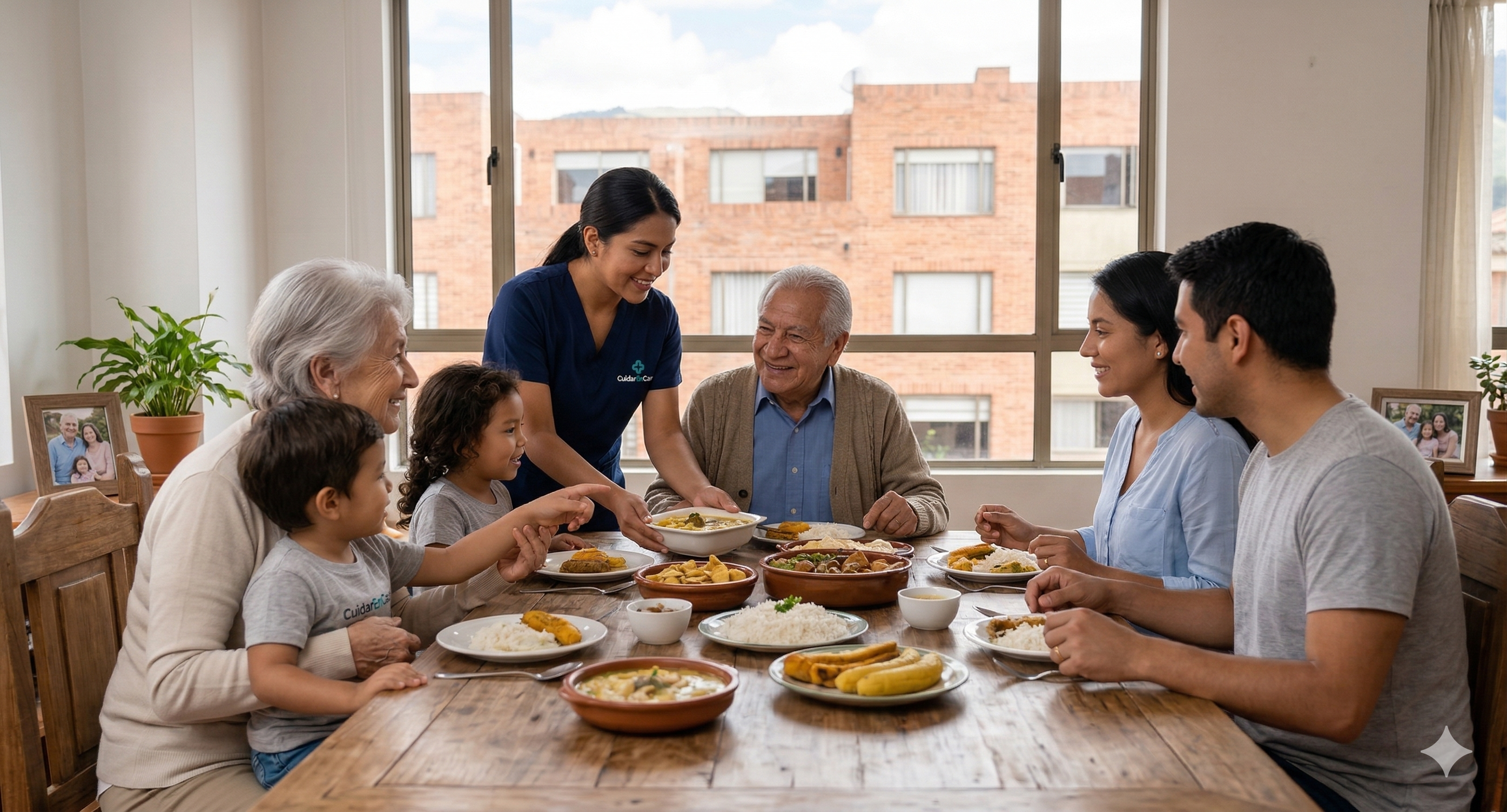Equipo profesional CuidarEnCasa atendiendo familia en Bogotá